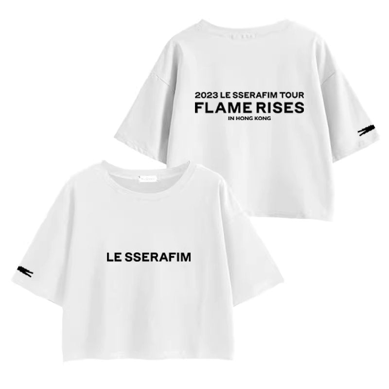 Le Sserafim Flame Rises Hong Kong Tour Cropped T-Shirt