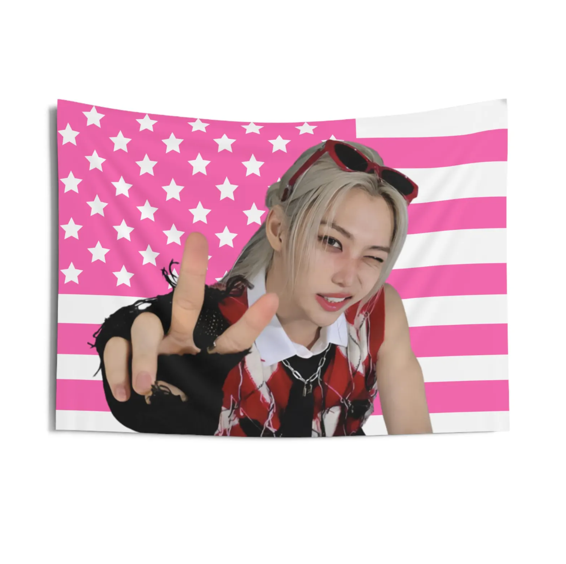 Stray Kids Felix American Flag Tapestry