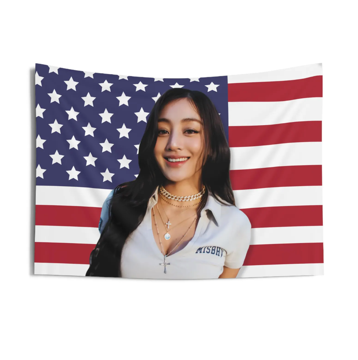 Twice Jihyo American Flag Tapestry
