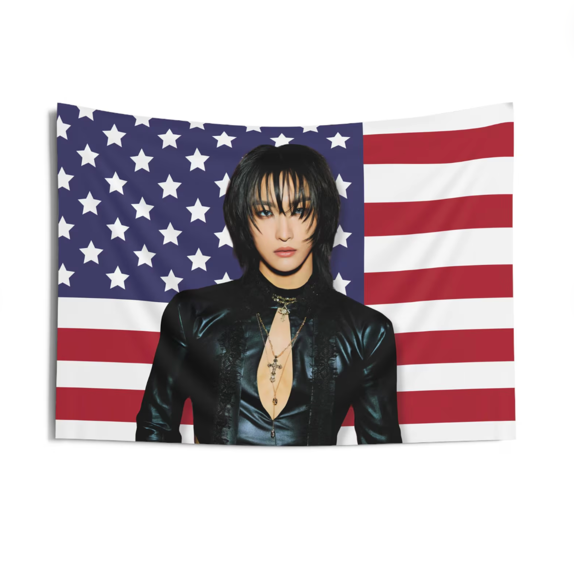 Ateez Seonghwa American Flag Tapestry