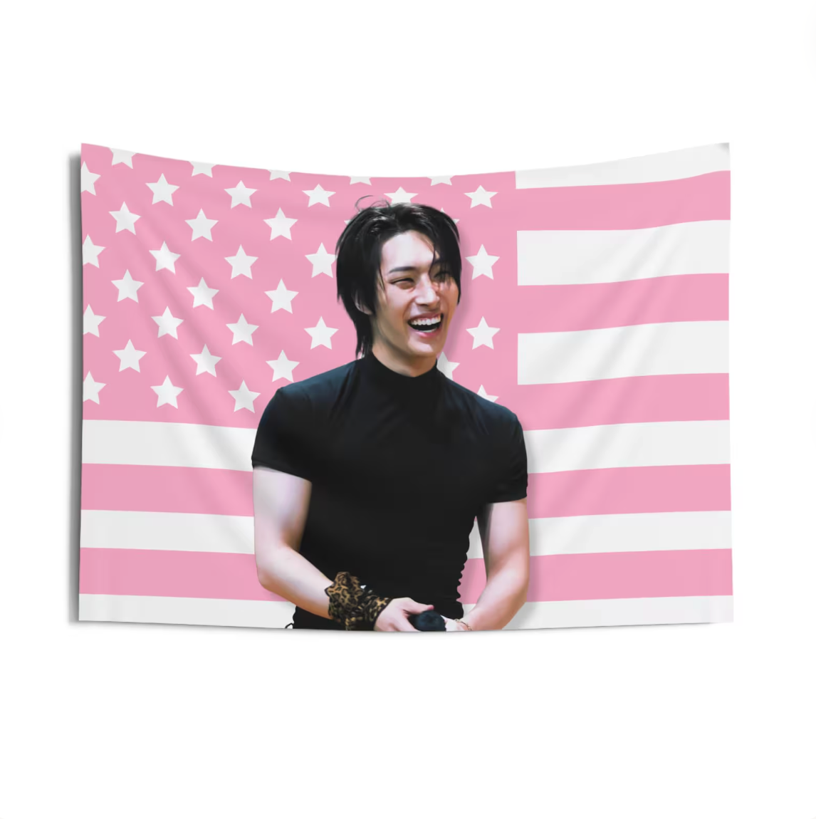 Ateez Minji American Flag Tapestry