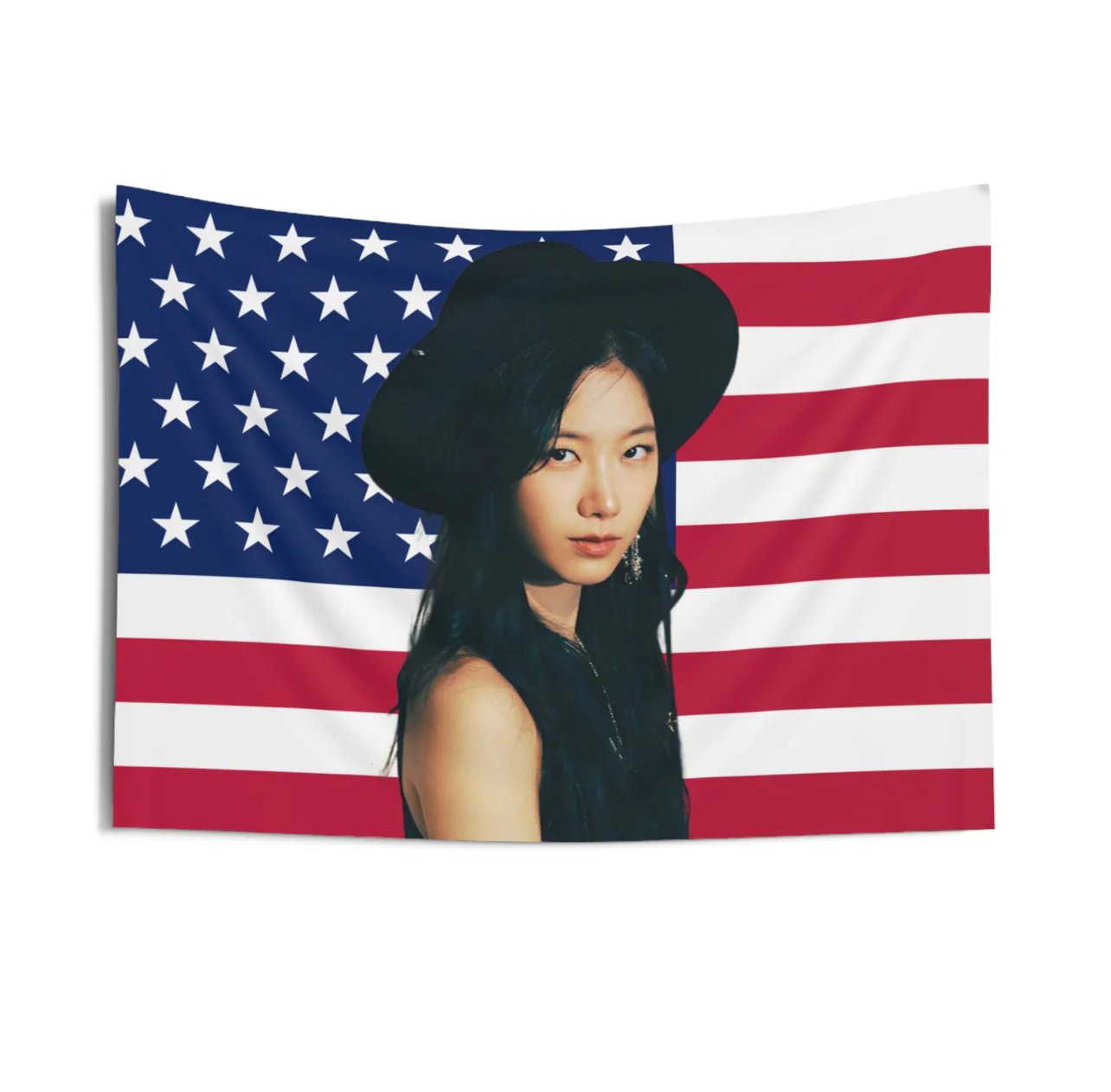 Le Sserafim Kazuha American Flag Tapestry