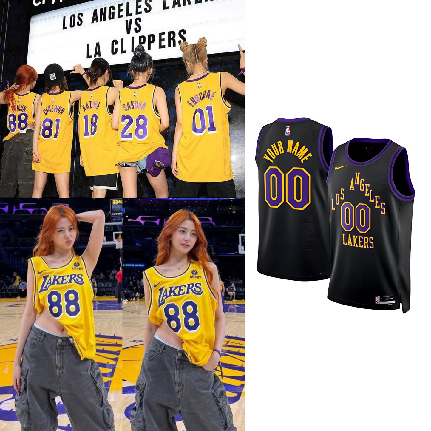 Le Sserafim Basketball Jersey // Black and Purple