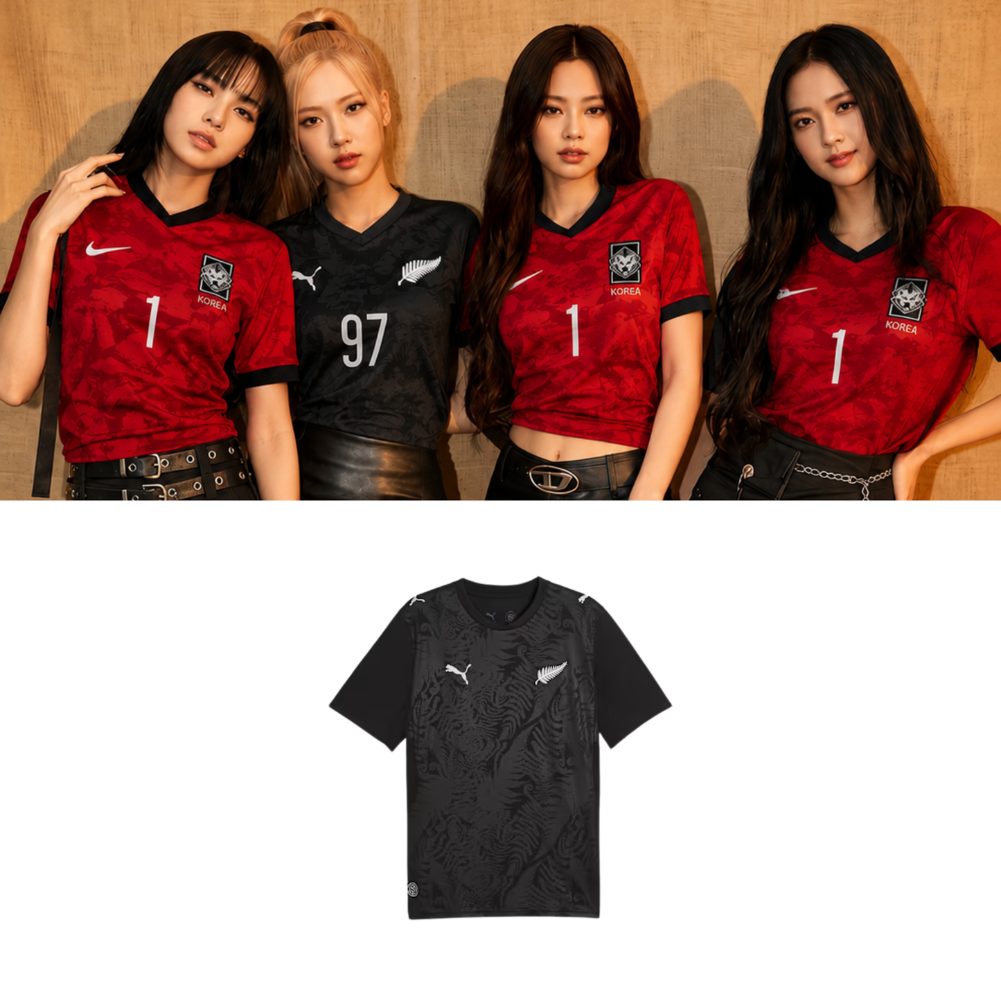 Blackpink New Zealand Soccer Jersey // Black