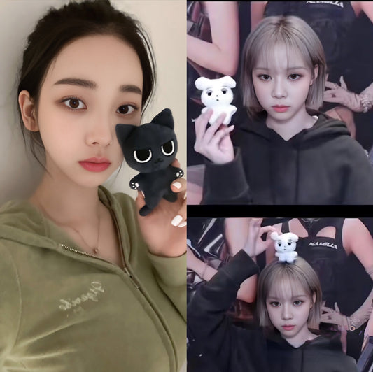 Aespa Winter White Dog Black Cat Plushie Keychain