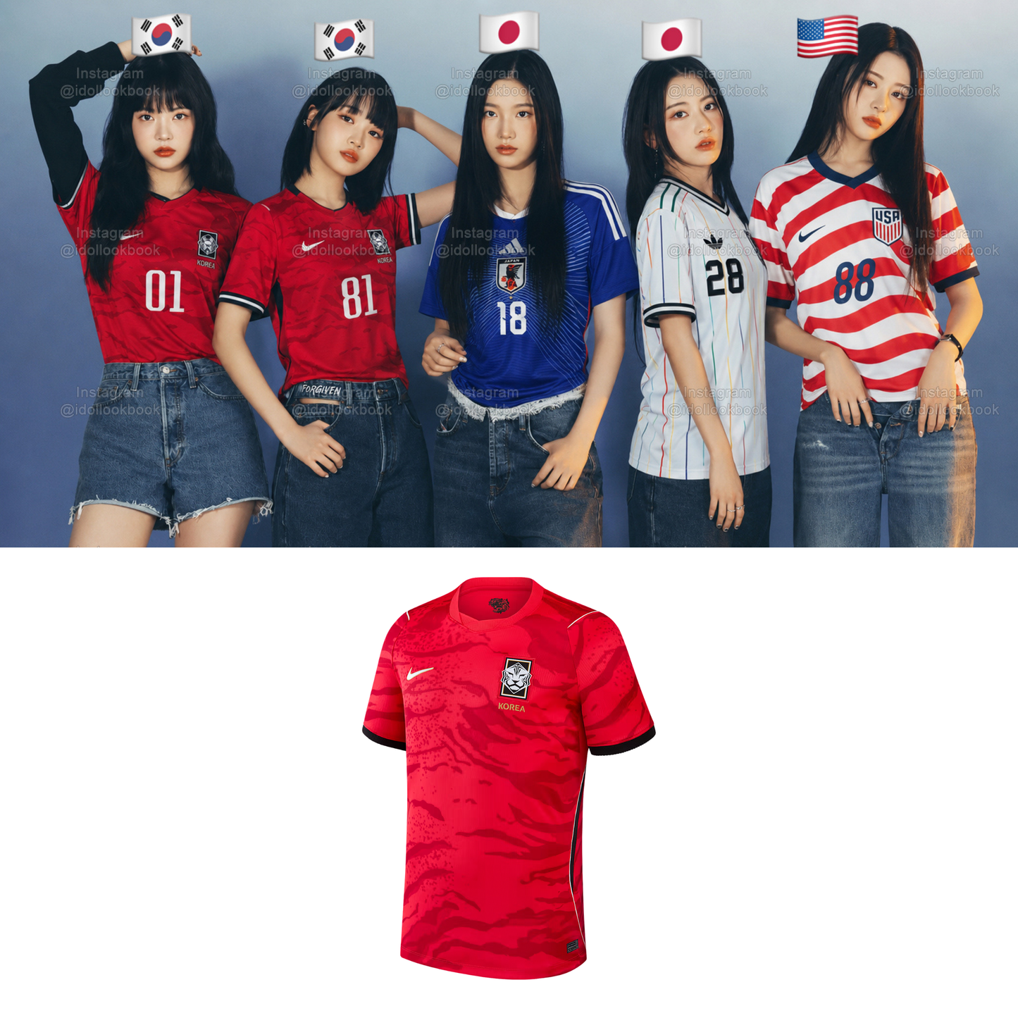 Le Sserafim Korea Soccer Jersey // Red