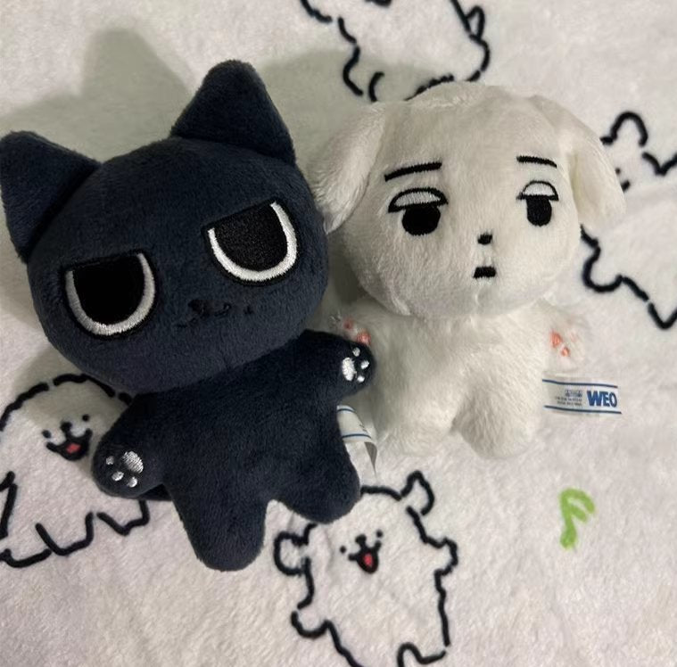Aespa Winter White Dog Black Cat Plushie Keychain