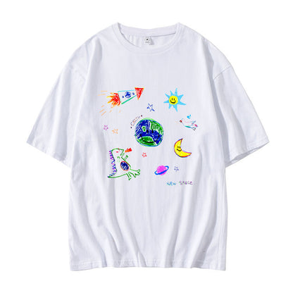 Twice Earth Space V Drawing T-Shirt