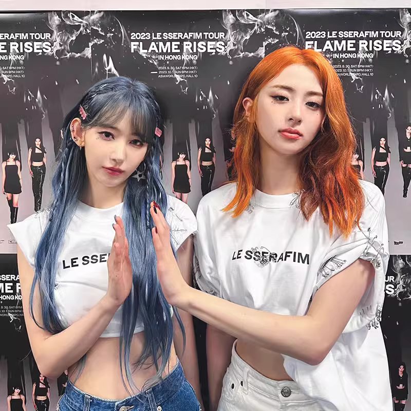 Le Sserafim Flame Rises Hong Kong Tour Cropped T-Shirt