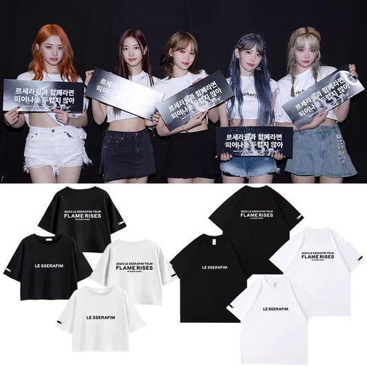 Le Sserafim Flame Rises Hong Kong Tour Cropped T-Shirt