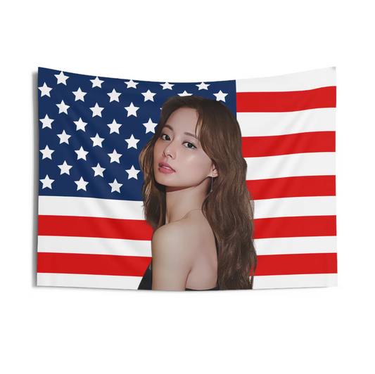 Twice Tzuyu American Flag Tapestry