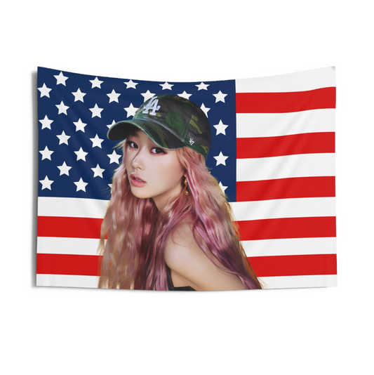 Aespa Giselle American Flag Tapestry