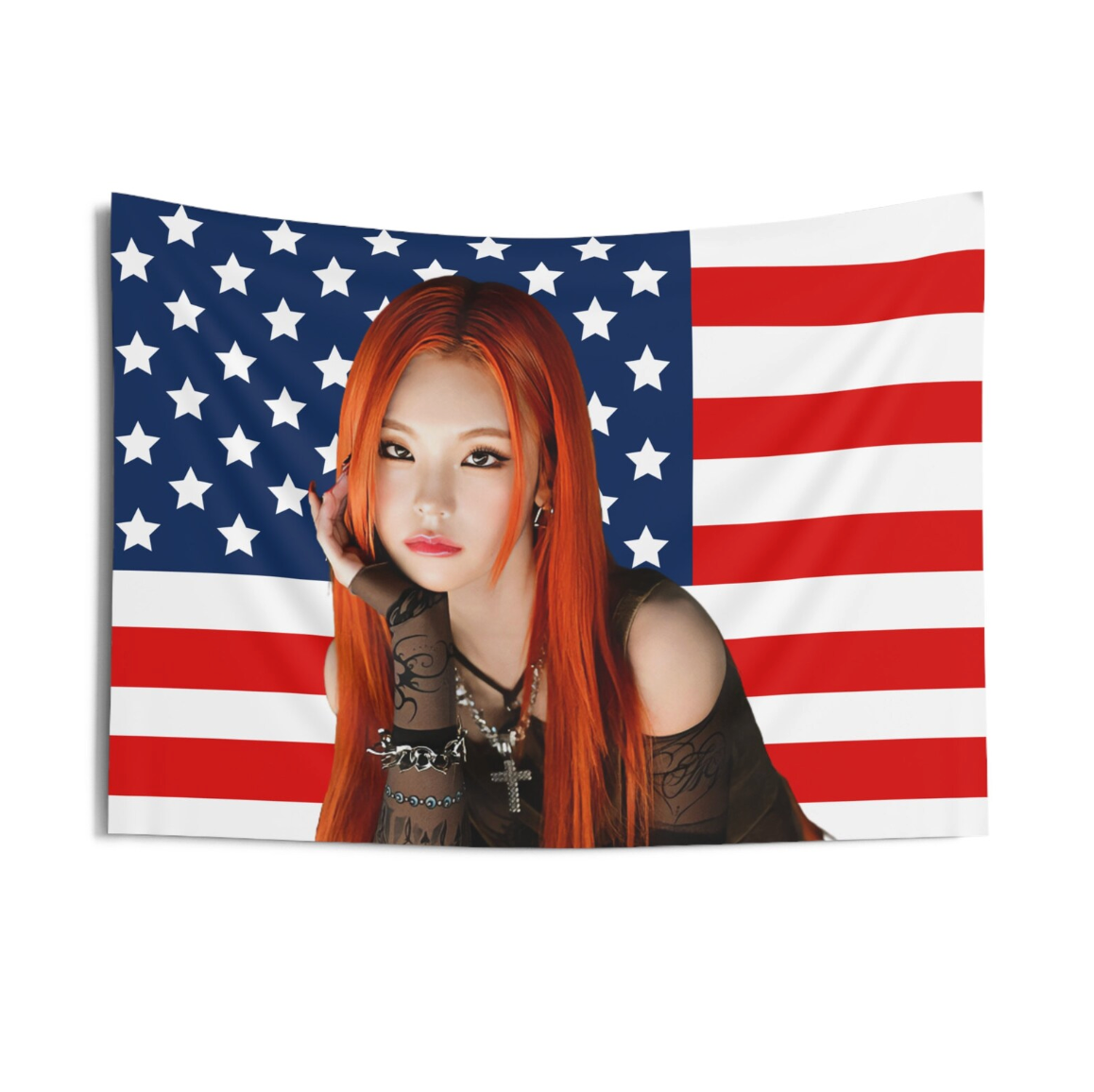 Itzy Yeji American Flag Tapestry