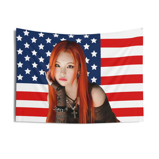 Itzy Yeji American Flag Tapestry
