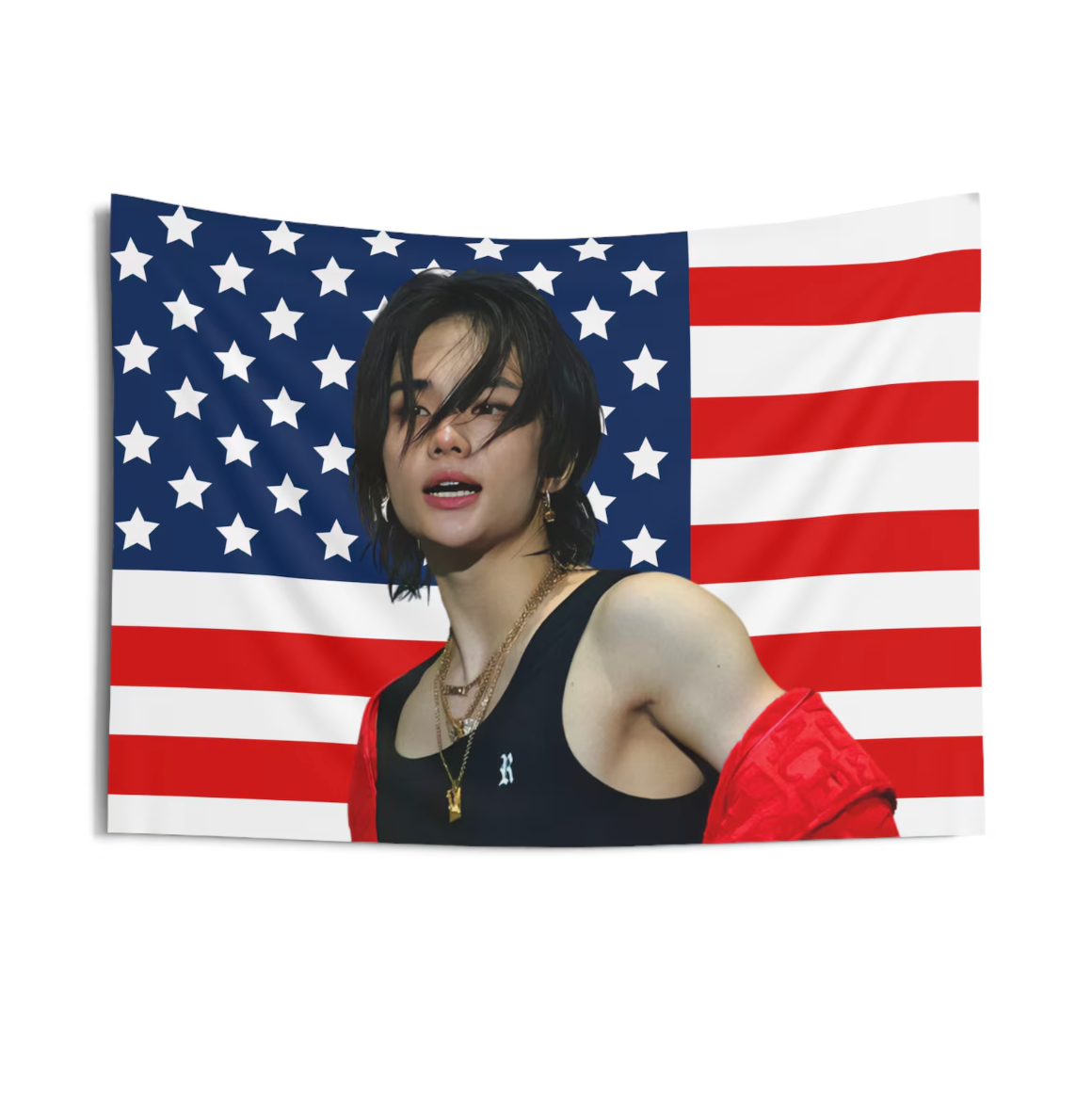Stray Kids Hyunjin American Flag Tapestry