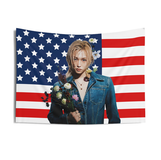 Stray Kids Felix American Flag Tapestry