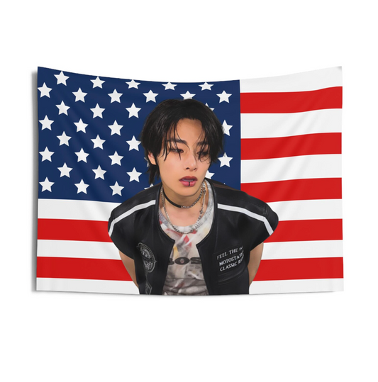 Stray Kids IN American Flag Tapestry