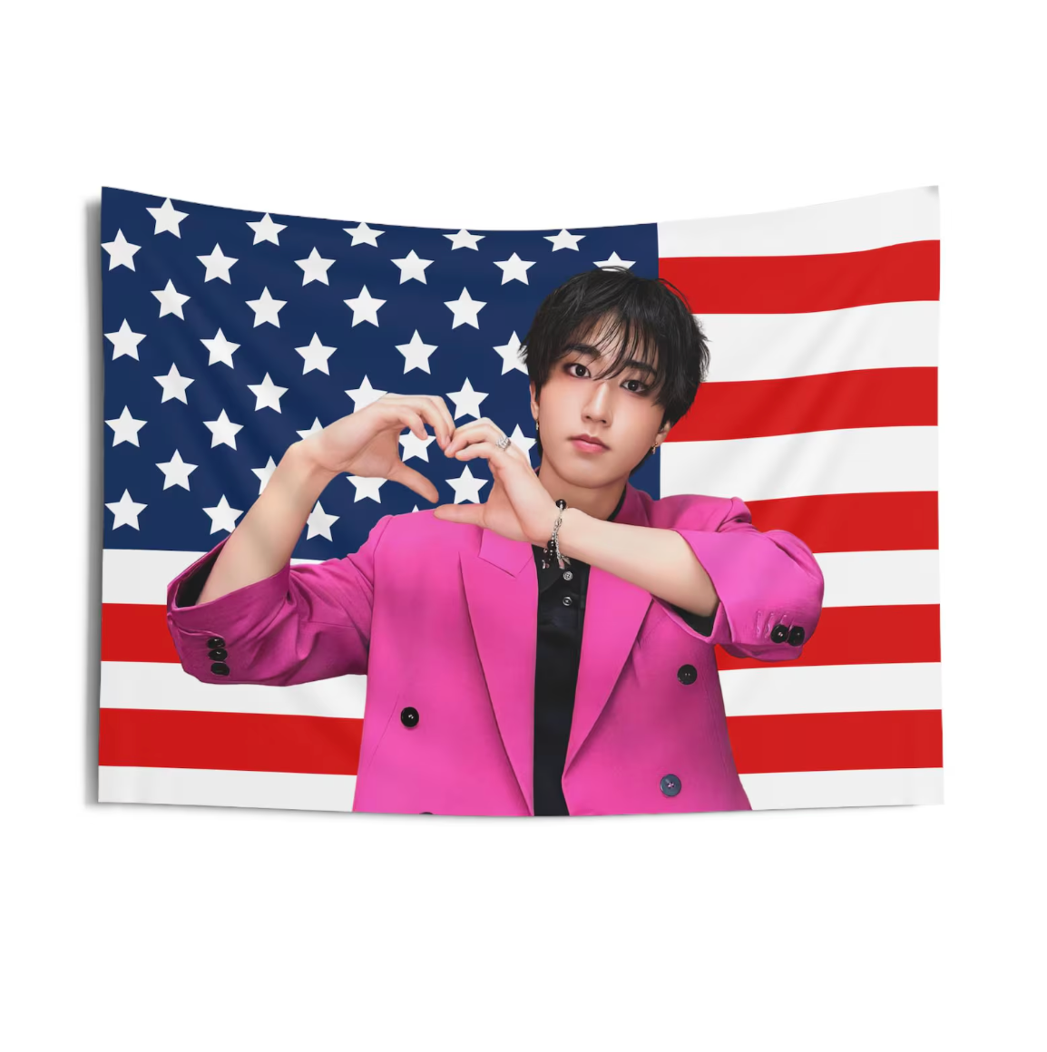 Stray Kids Han American Flag Tapestry