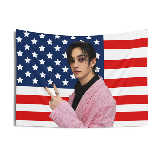 Stray Kids Bang Chan American Flag Tapestry