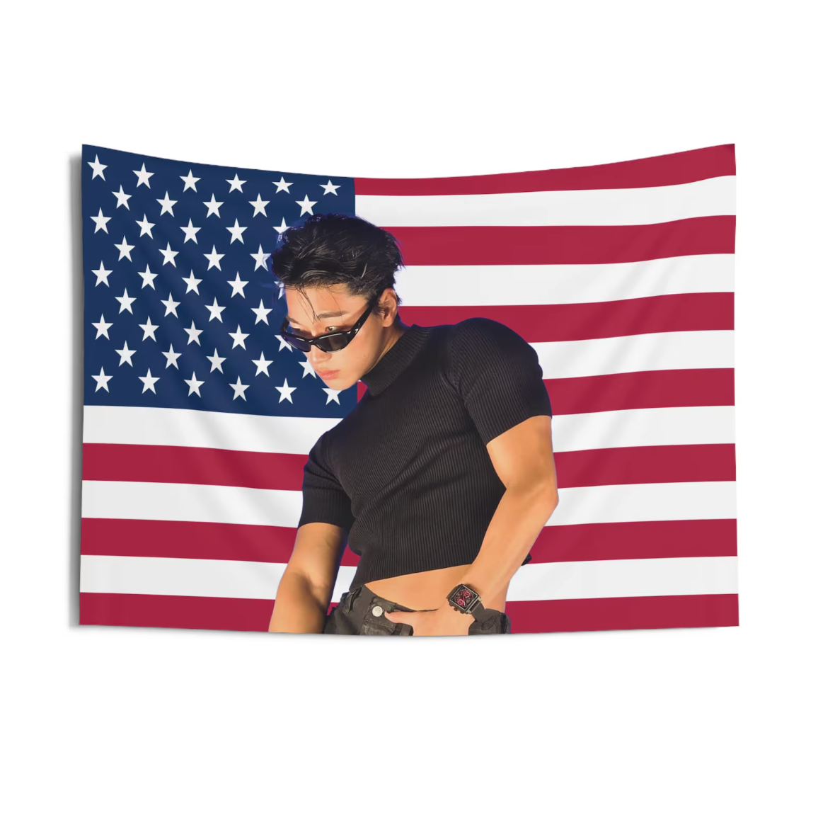 Ateez San American Flag Tapestry