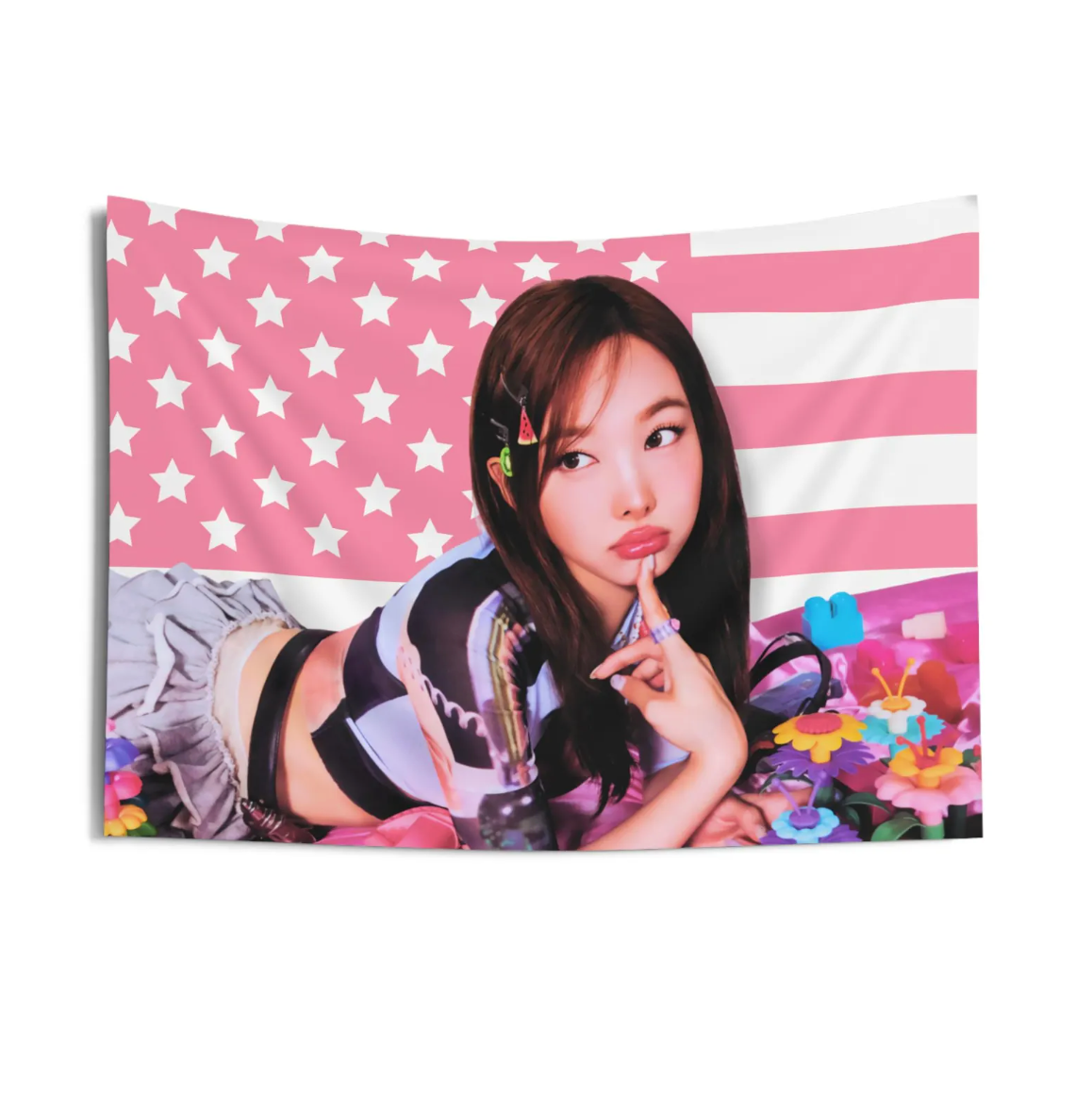 Twice Nayeon Pink American Flag Tapestry