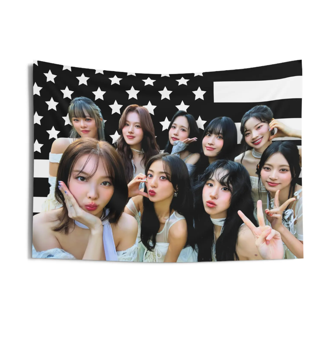 Twice Black American Flag Tapestry