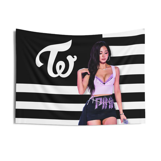 Twice Tzuyu Black Twice Flag Tapestry