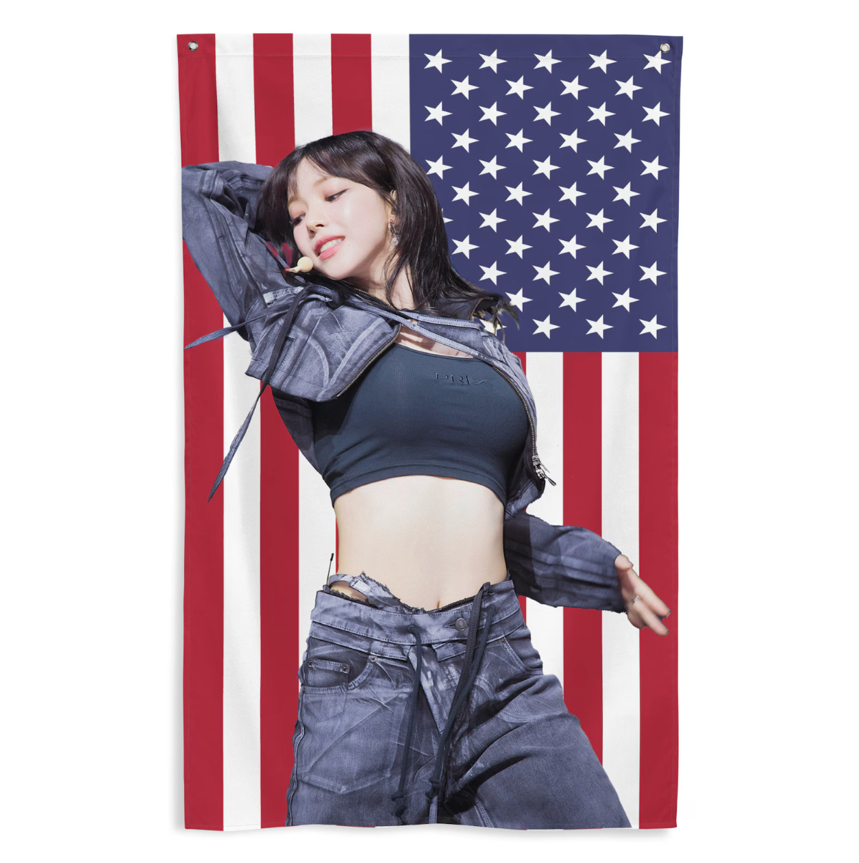 Aespa Karina American Flag Tapestry