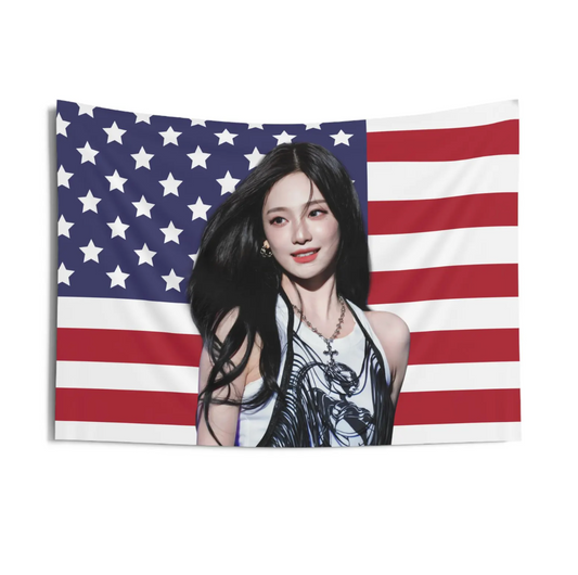 Aespa Ningning American Flag Tapestry