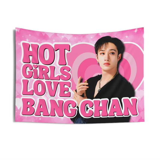 Stray Kids Hot Girls Love Bangchan Flag Tapestry