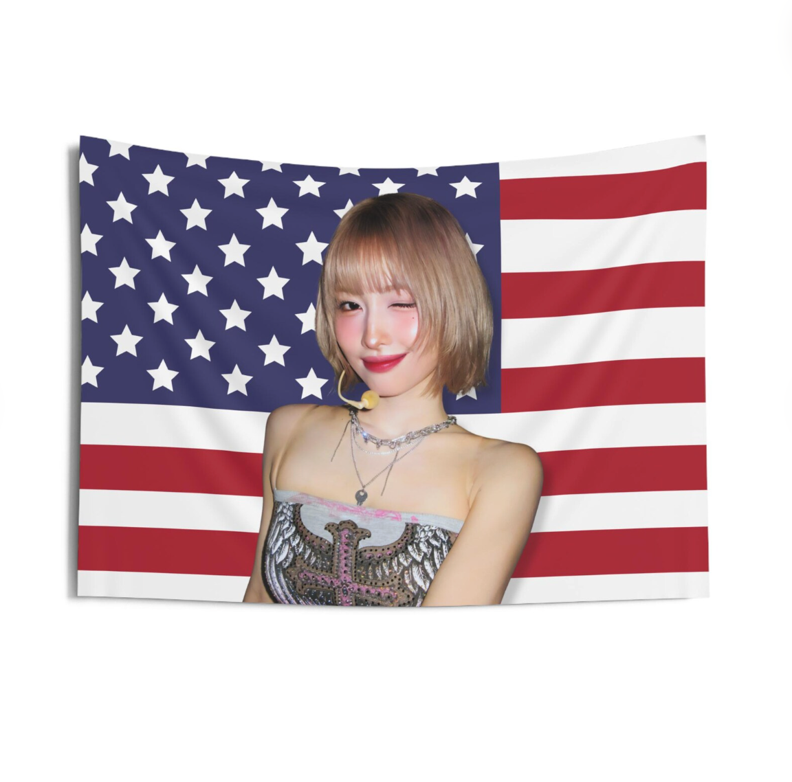 Twice Momo American Flag Tapestry