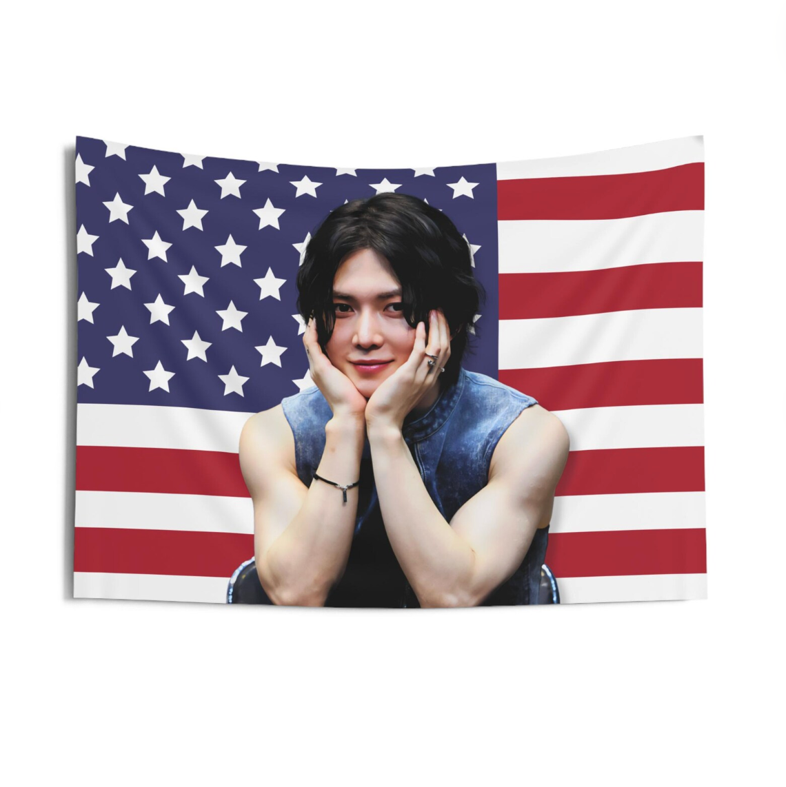 Ateez Yeosang American Flag Tapestry