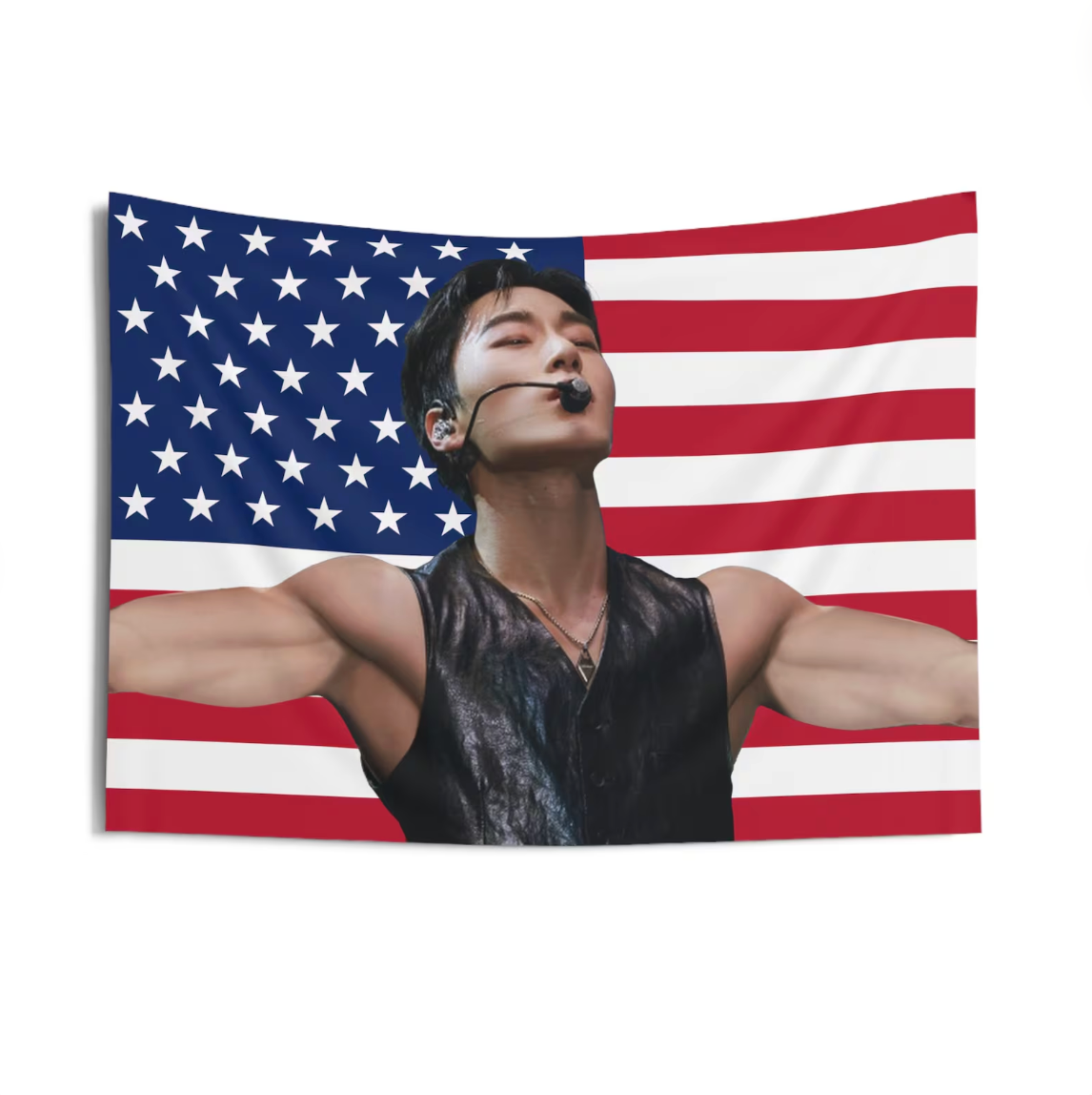 Ateez San American Flag Tapestry