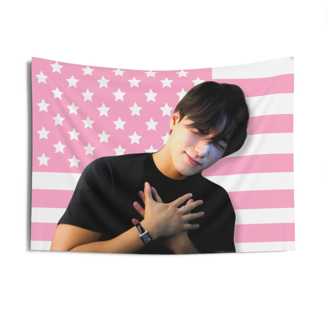 Ateez San Pink American Flag Tapestry