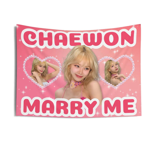 Le Sserafim Chaewon Marry Me Flag Tapestry