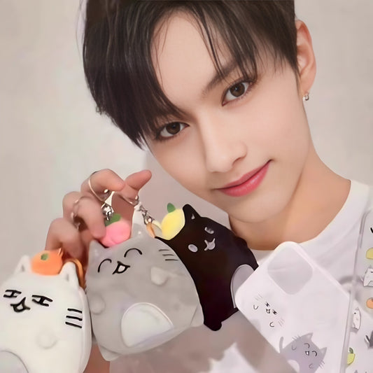 Seventeen Jun Happy Cat Plushie Keychain